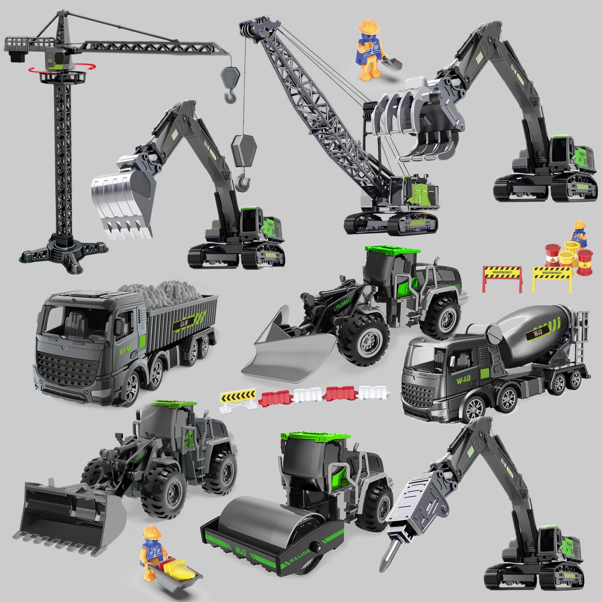 Véhicules de Chantier Moulés Sous Pression – 1:55 (10 Styles)