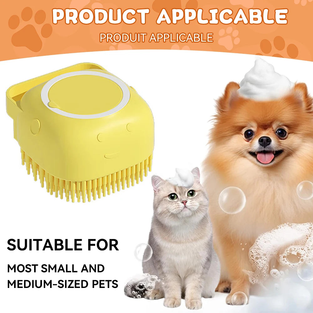 Brosse de bain en silicone pour chien et chat — distributeur de shampoing