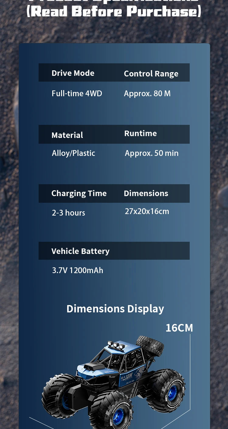 Voiture RC Amphibie Tout-Terrain 4WD – Contrôle Gestuel & Caméra HD