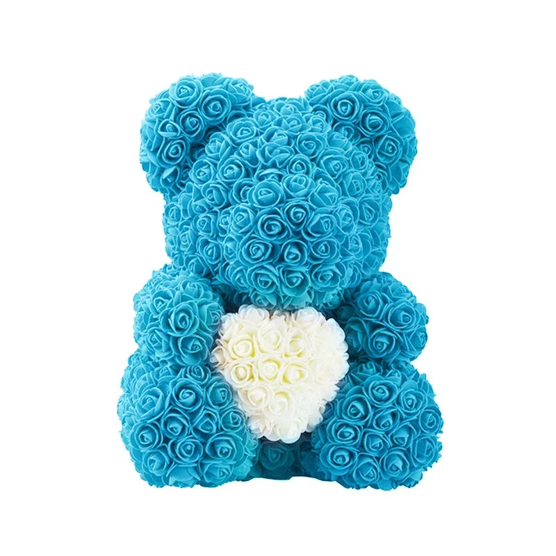 Ours en Roses 25/40 cm – Cadeau Romantique Saint-Valentin, Anniversaire & Mariage