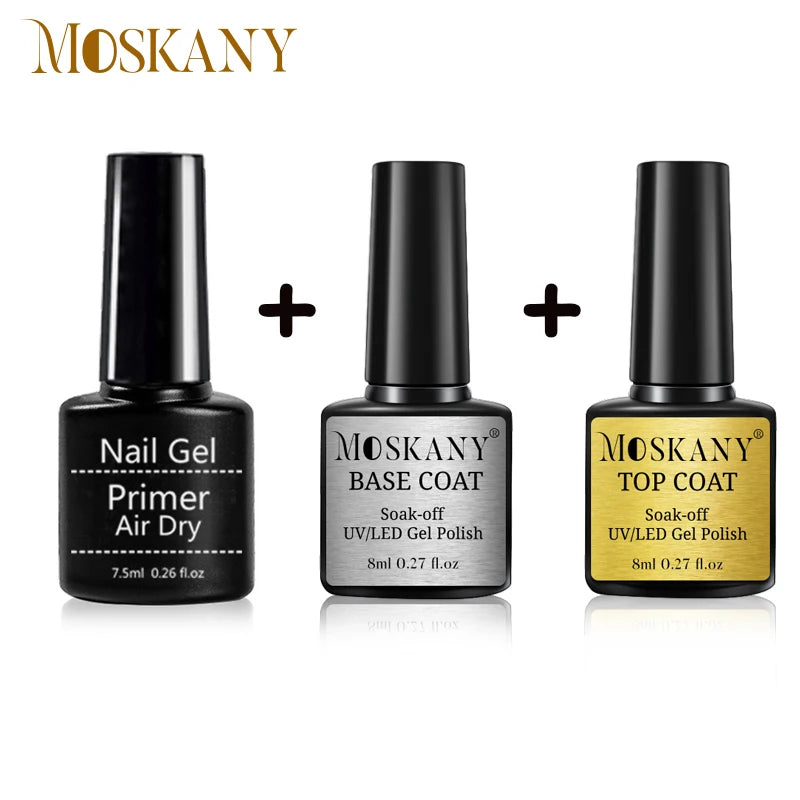 MOSKANY – Ensemble de Vernis à Ongles Acrylique Sans Acide (Base & Finition + Kit Nail Art)