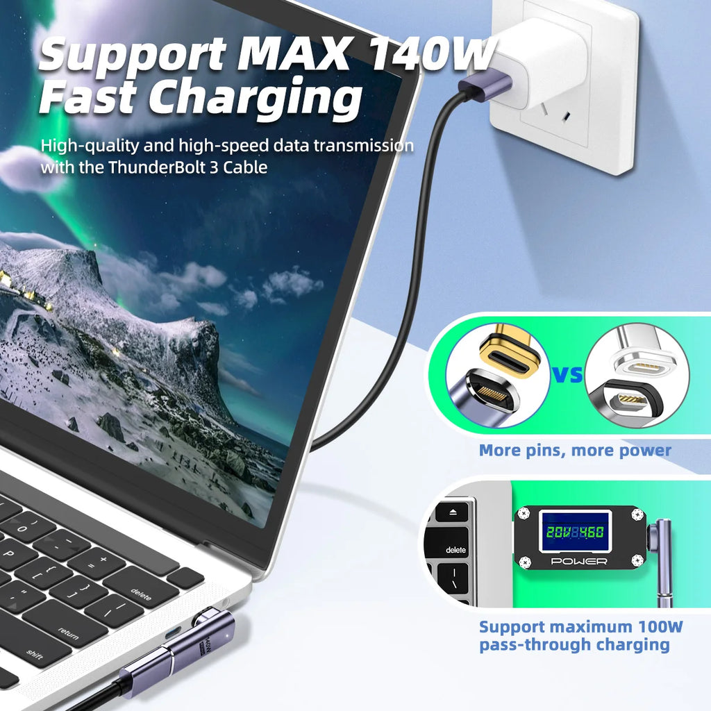 Adaptateur Magnétique USB-C USB4.0 / Thunderbolt 3 – 140W, 40Gbps, 8K