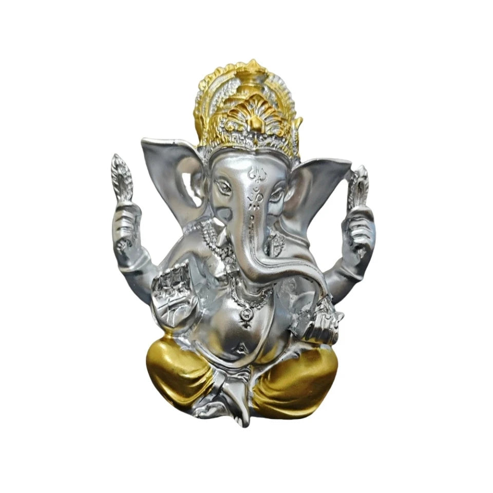 Statue Ganesha en Résine Dorée – Lotus Spirituel pour Maison & Bureau