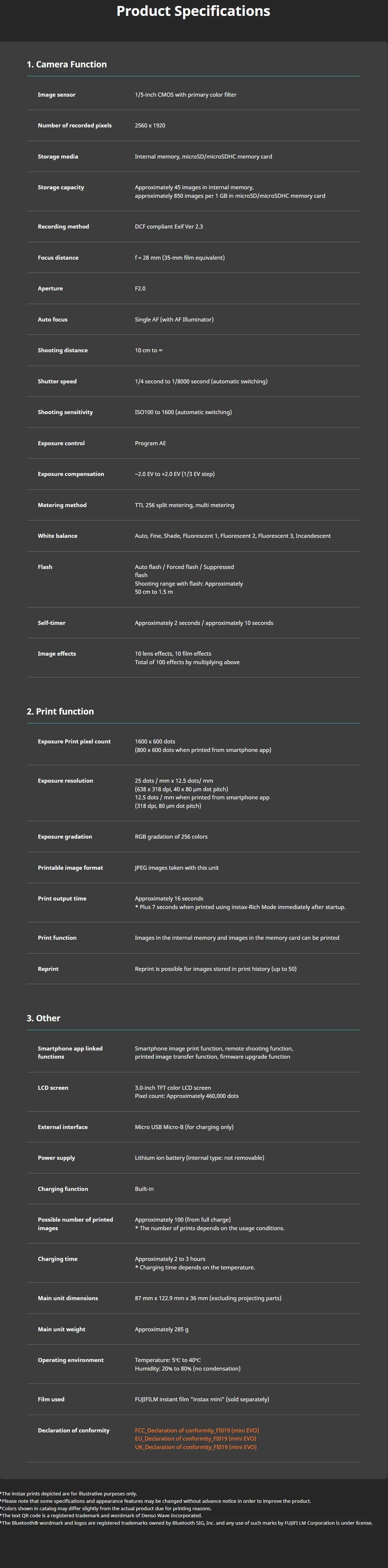 Fujifilm Instax Mini Evo – Caméra Instantanée Hybride | Smartphone Print | Effets Créatifs (Noir & Marron)