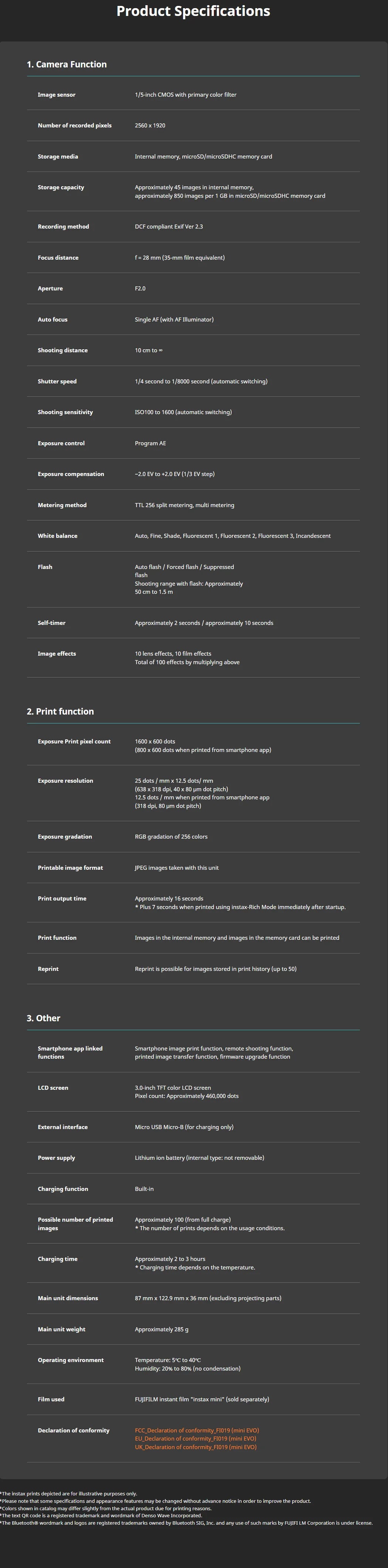 Fujifilm Instax Mini Evo – Caméra Instantanée Hybride | Smartphone Print | Effets Créatifs (Noir & Marron)