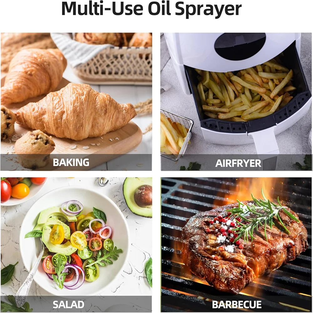 Pulvérisateur d’Huile 2 en 1 en Verre – Spray & Verseur 470 ml (Cuisine & Air Fryer)