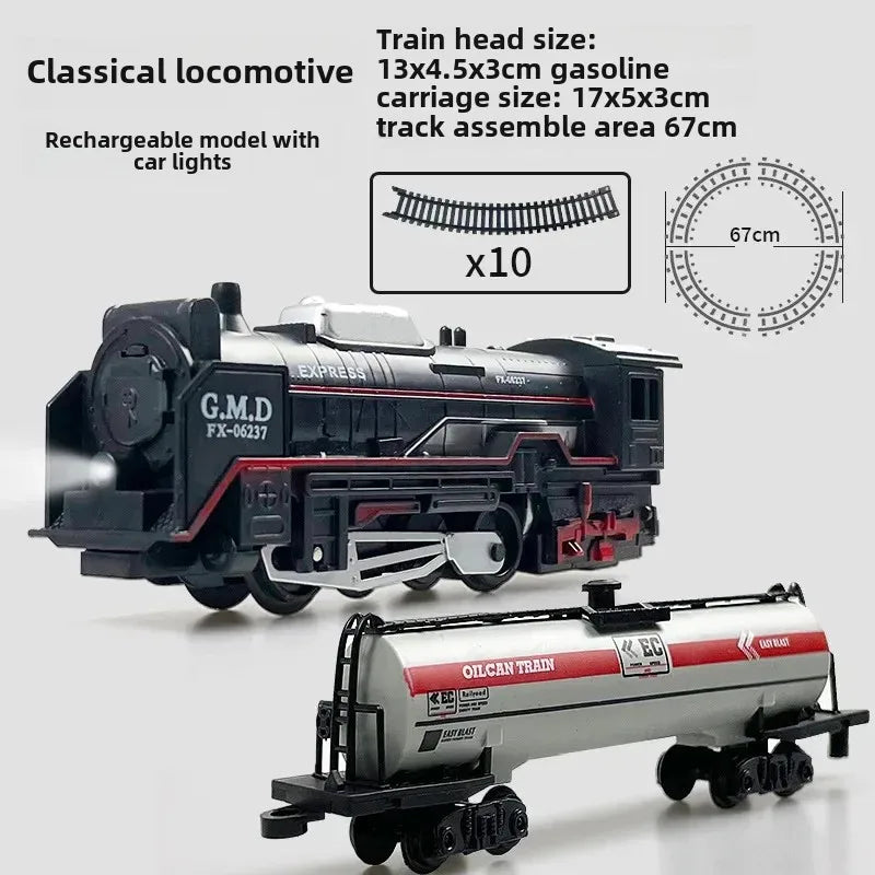 Train Électrique Classique – Pistes Lumineuses & Modèle de Noël (Ensemble Rechargeable)