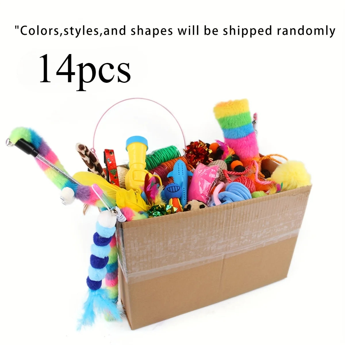 Lot de jouets pour chat — assortiment plastique et peluche