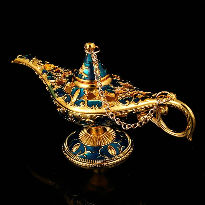 Lampe d’Aladdin Décorative – Mini Ornement en Métal | Rouge / Bleu / Vert