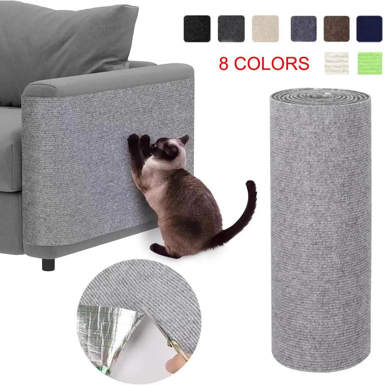 Tapis griffoir autocollant pour chat — protège canapé et angles, découpable