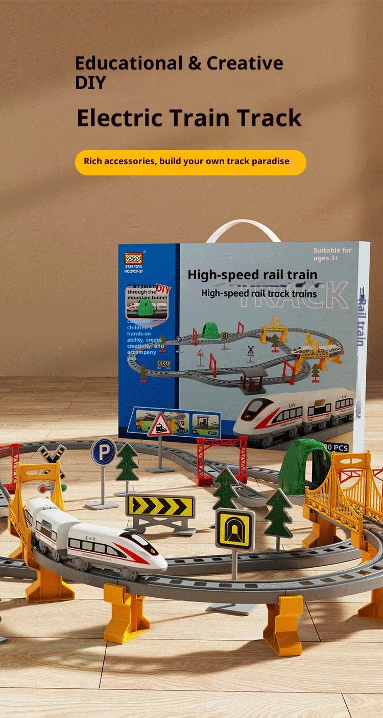 Ensemble de Train Électrique avec Piste – Modèle d’Assemblage & Véhicule à Grande Vitesse (64–119 PCS)