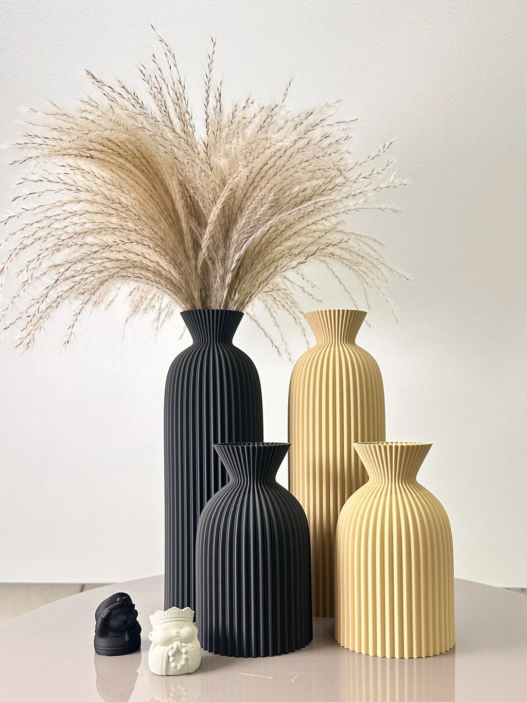 Vase Décoratif Ondulé – Lot de 2 – Design Moderne pour Fleurs Séchées