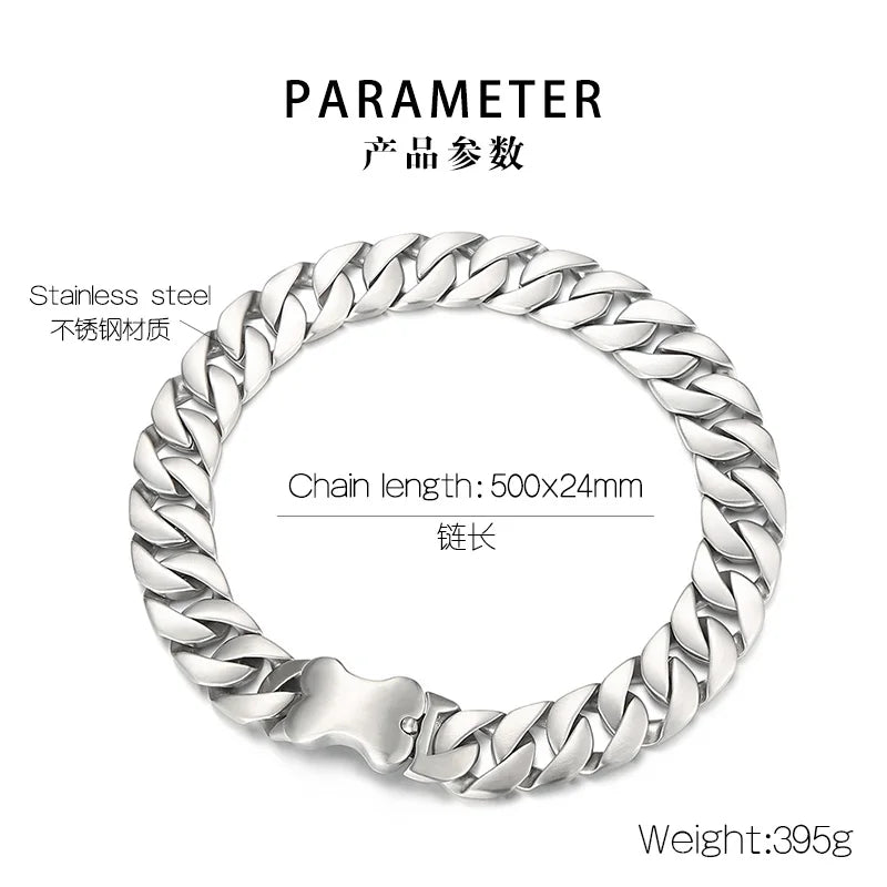 Collier Chaîne Cubaine Large – Acier Inoxydable 316L | Style Punk & Rap (20–31 mm)