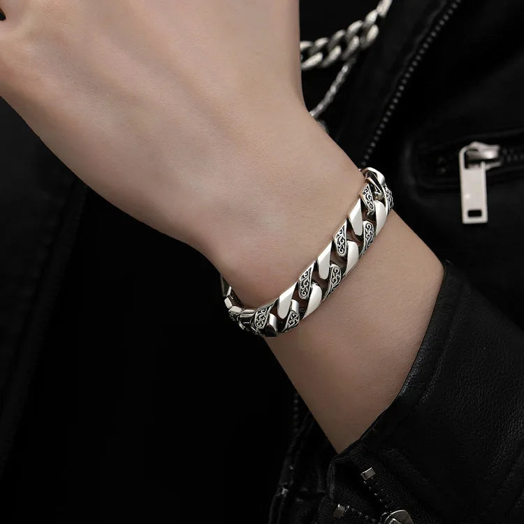 Bracelet Guirlande de Vigne S925 – Argent Sterling | Style Punk Rétro • Plusieurs Tailles