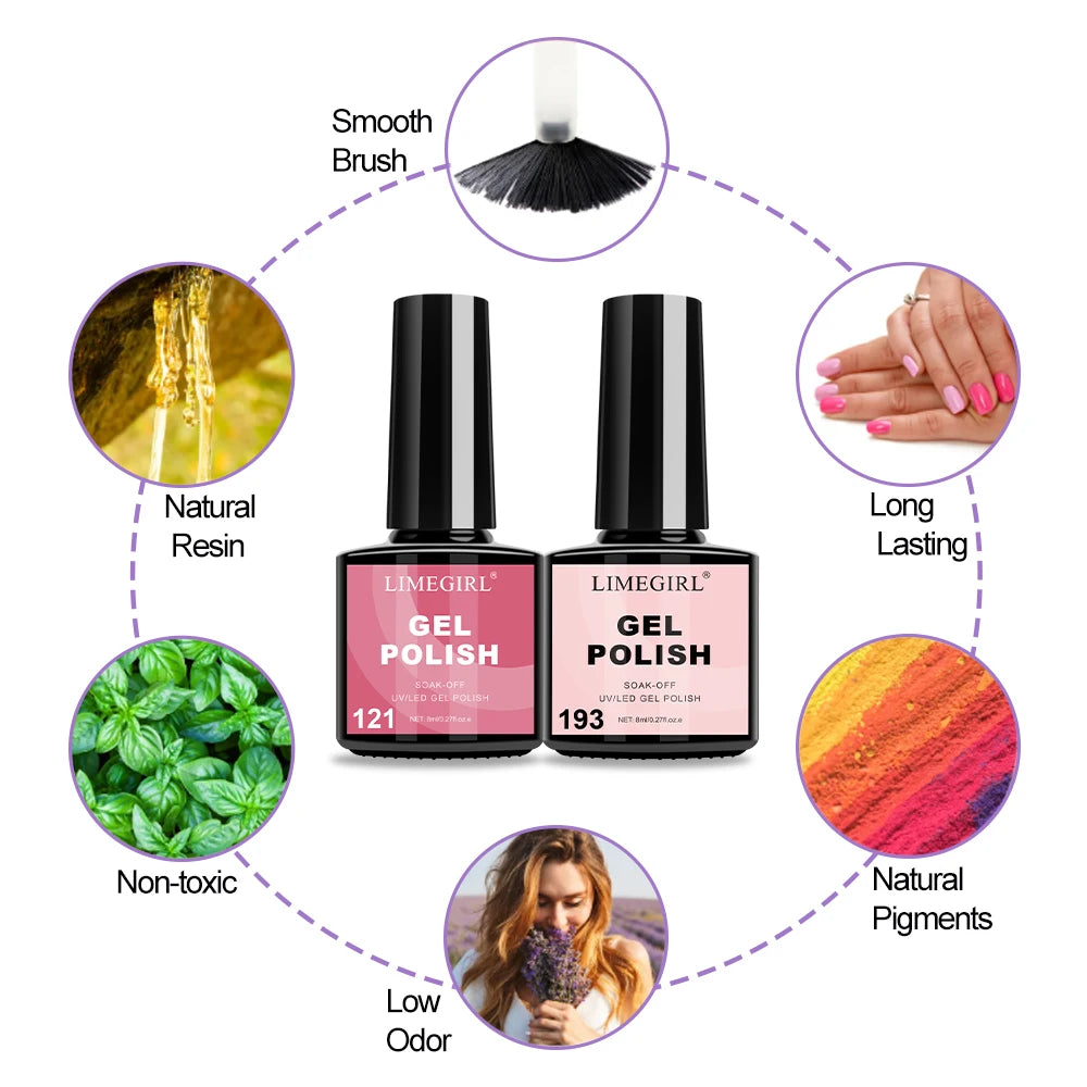 LIMEGIRL – Kit de Vernis à Ongles en Gel UV avec Lampe LED – Ensemble de Manucure Complet
