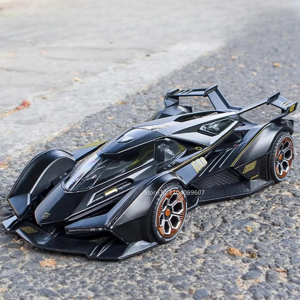 Supercar V12 GT – Modèle 1:22 en Alliage | Son & Lumière | Portes Rétractables