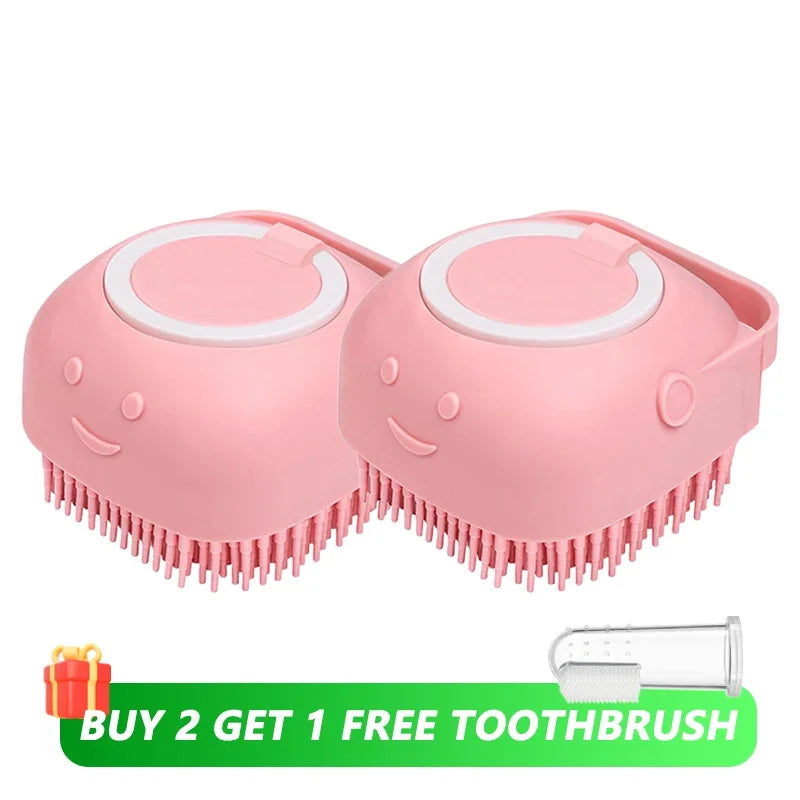 Brosse de bain en silicone pour chien et chat — distributeur de shampoing