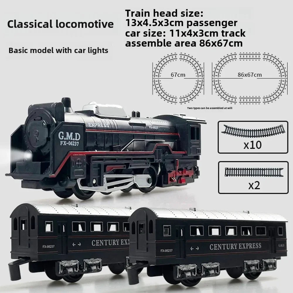 Train Électrique Classique – Pistes Lumineuses & Modèle de Noël (Ensemble Rechargeable)