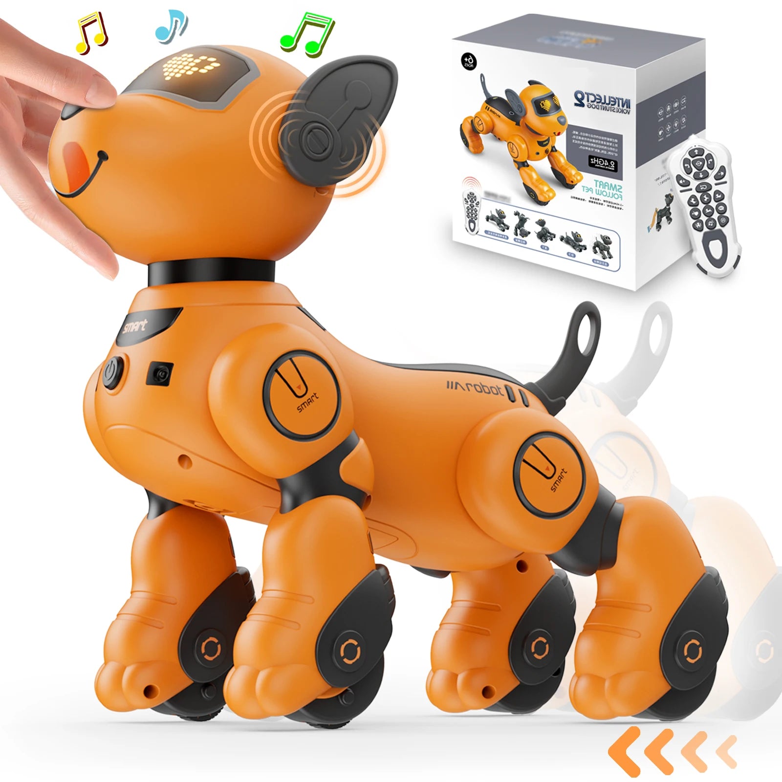 Robot Chien Interactif VATOS – Télécommande 2.4GHz – Commandes Vocales & Tactiles – Jouet Éducatif Enfant