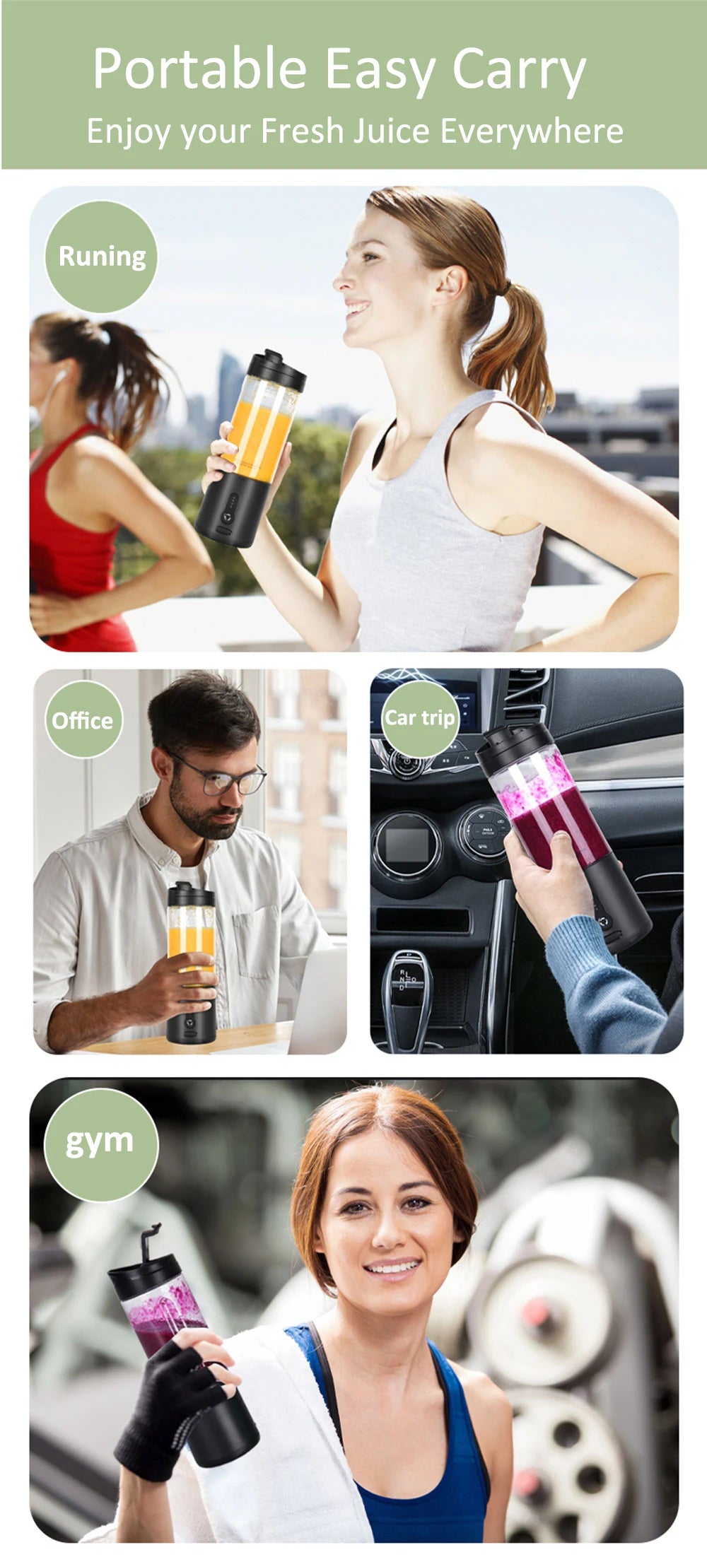 Mini Blender Portable HD-06 – Smoothies & Jus Frais (530 ml)