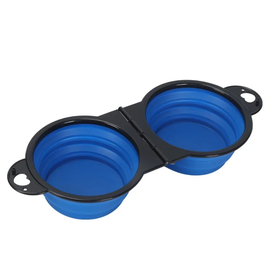 Double gamelle pliable de voyage pour chien et chat — 2-en-1 eau et croquettes
