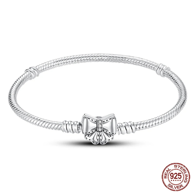 Bracelet en Argent 925 Original – Étoile, Lune & Trèfle Porte-Bonheur