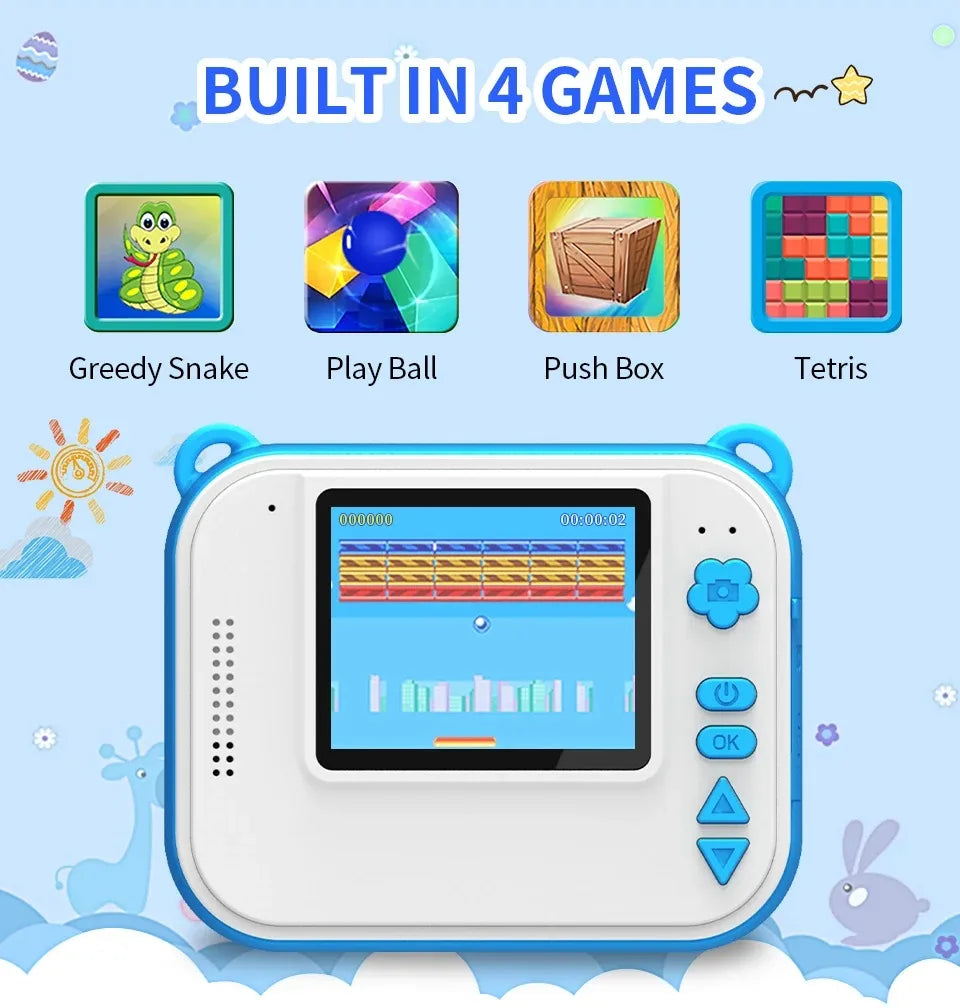 Appareil Photo Instantané Enfants – Impression & Vidéo HD 1080P (Fille & Garçon)