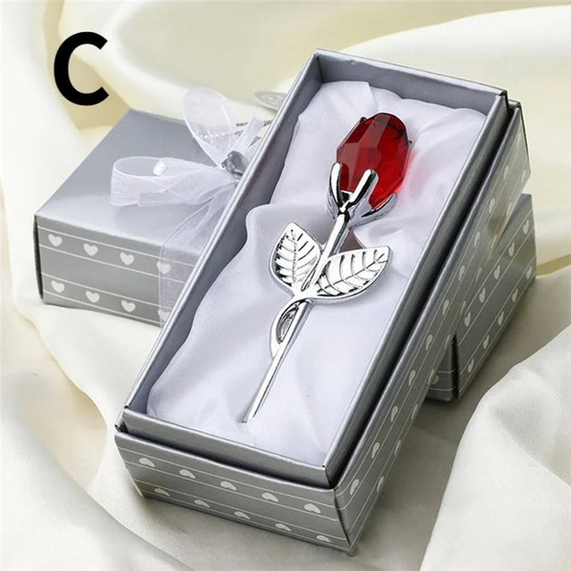 Rose en Cristal – Figurine Décorative Luxe | 6 Couleurs | Cadeau Saint-Valentin & Mariage