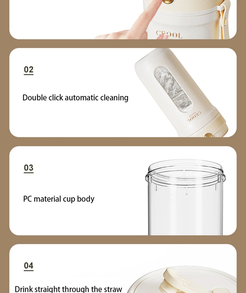 Blender Portable Premium – 350 ml (4 ou 10 lames, USB, 1500–3000 mAh)