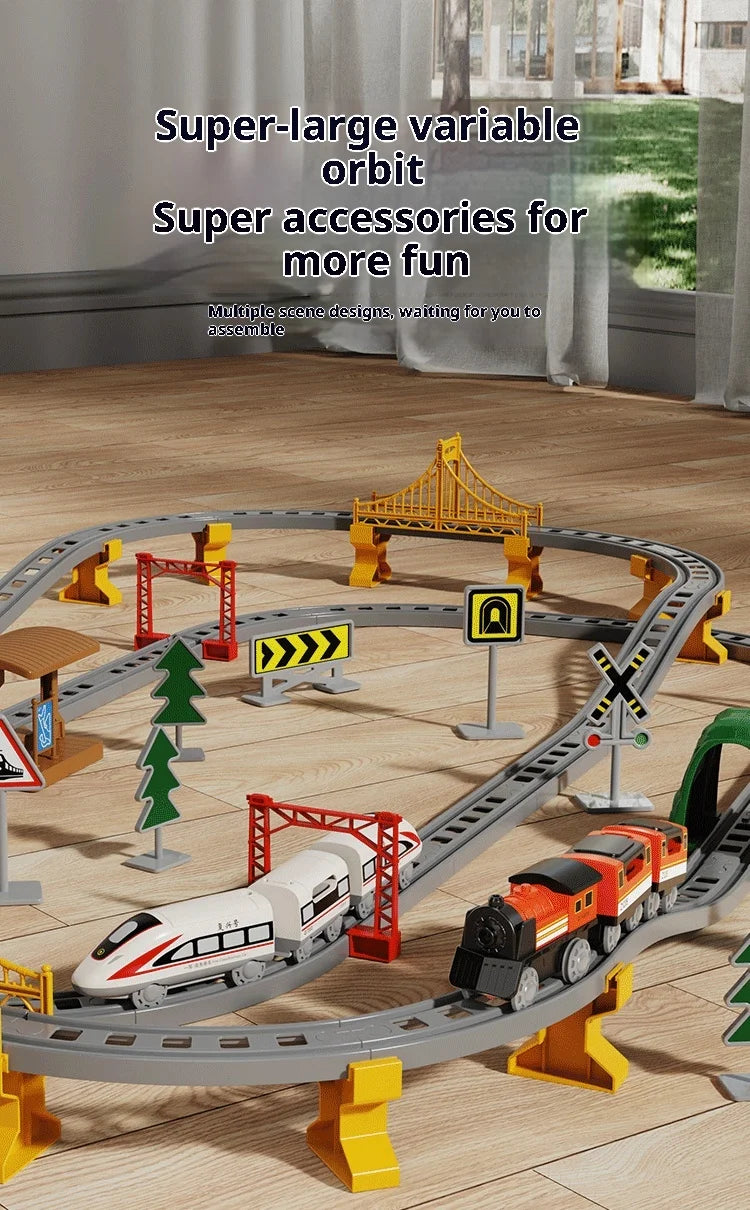 Ensemble de Train Électrique avec Piste – Modèle d’Assemblage & Véhicule à Grande Vitesse (64–119 PCS)