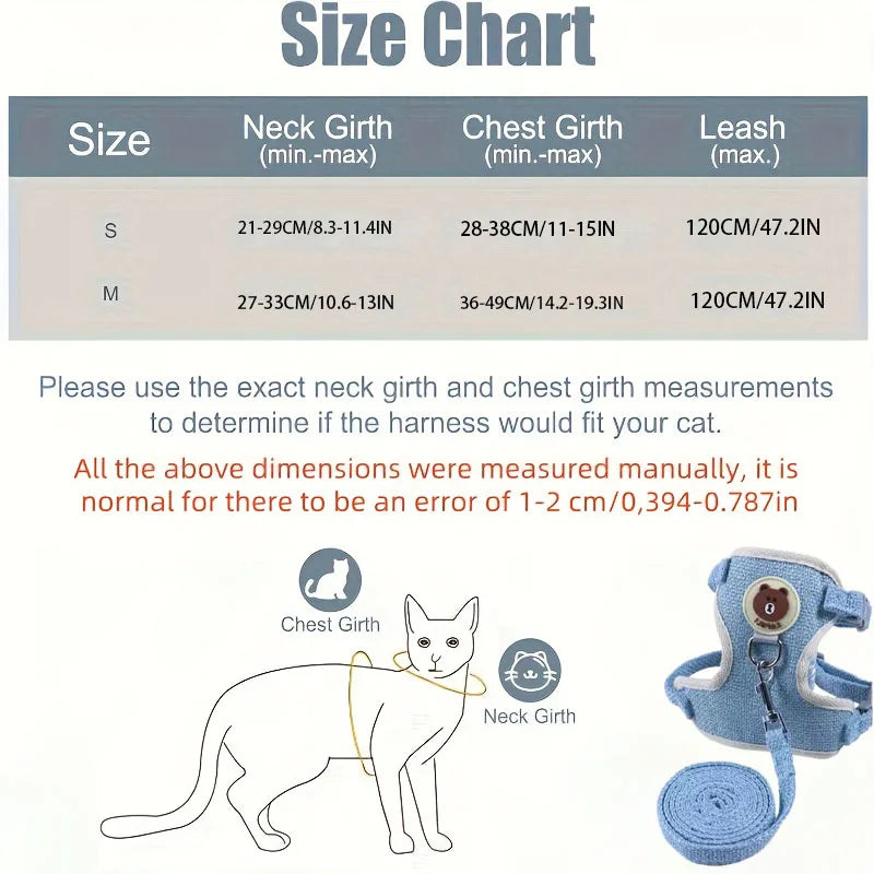 Harnais-veste anti-fugue motif ourson pour chat