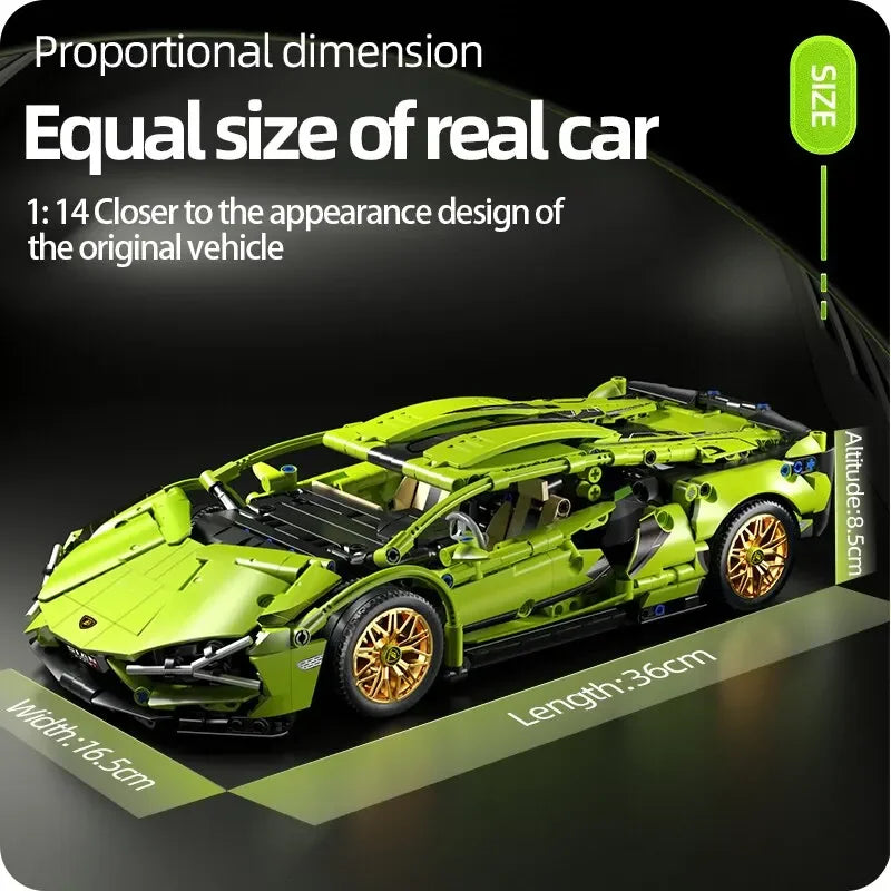 Voiture de Sport de Course – Kit de Construction Technique 1280 Pièces (Enfants & Adultes)