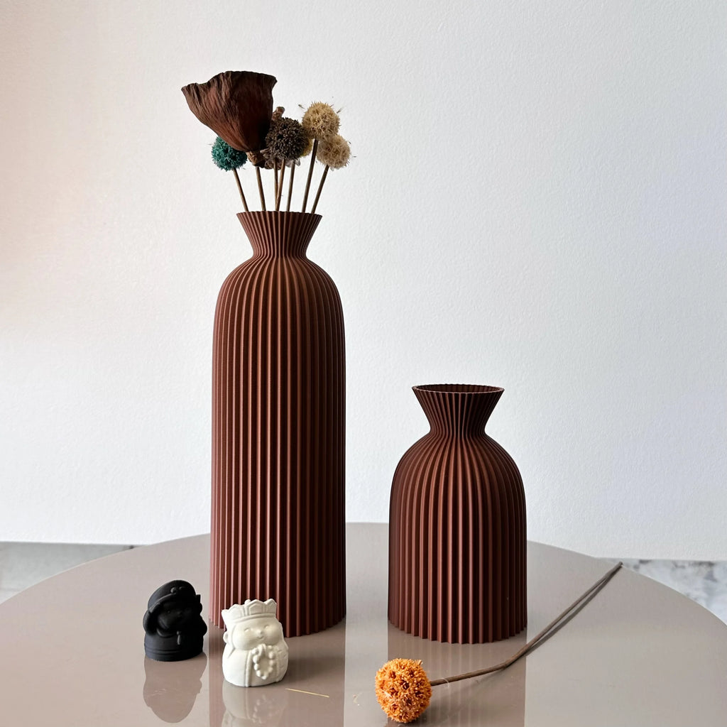 Vase Décoratif Ondulé – Lot de 2 – Design Moderne pour Fleurs Séchées