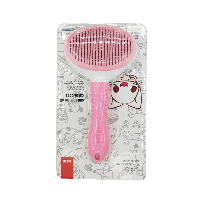 Brosse de toilettage auto-nettoyante pour chien et chat — bouton poussoir