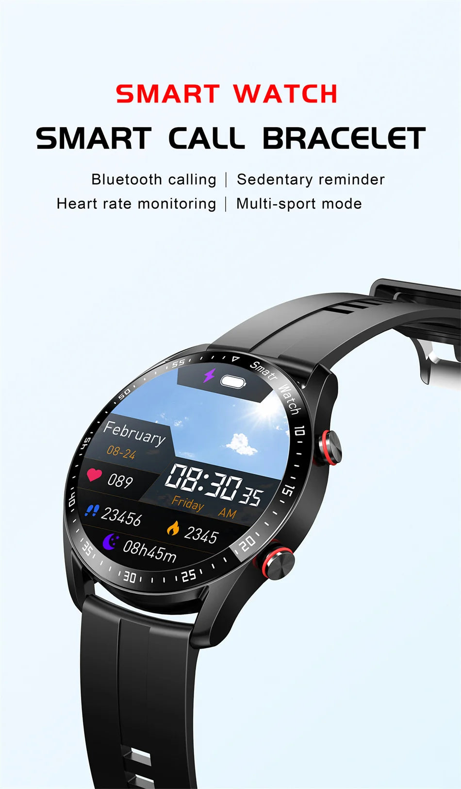 Montre Connectée Bluetooth ChiBear – Écran Rond HD 1.28’’ (IP67)
