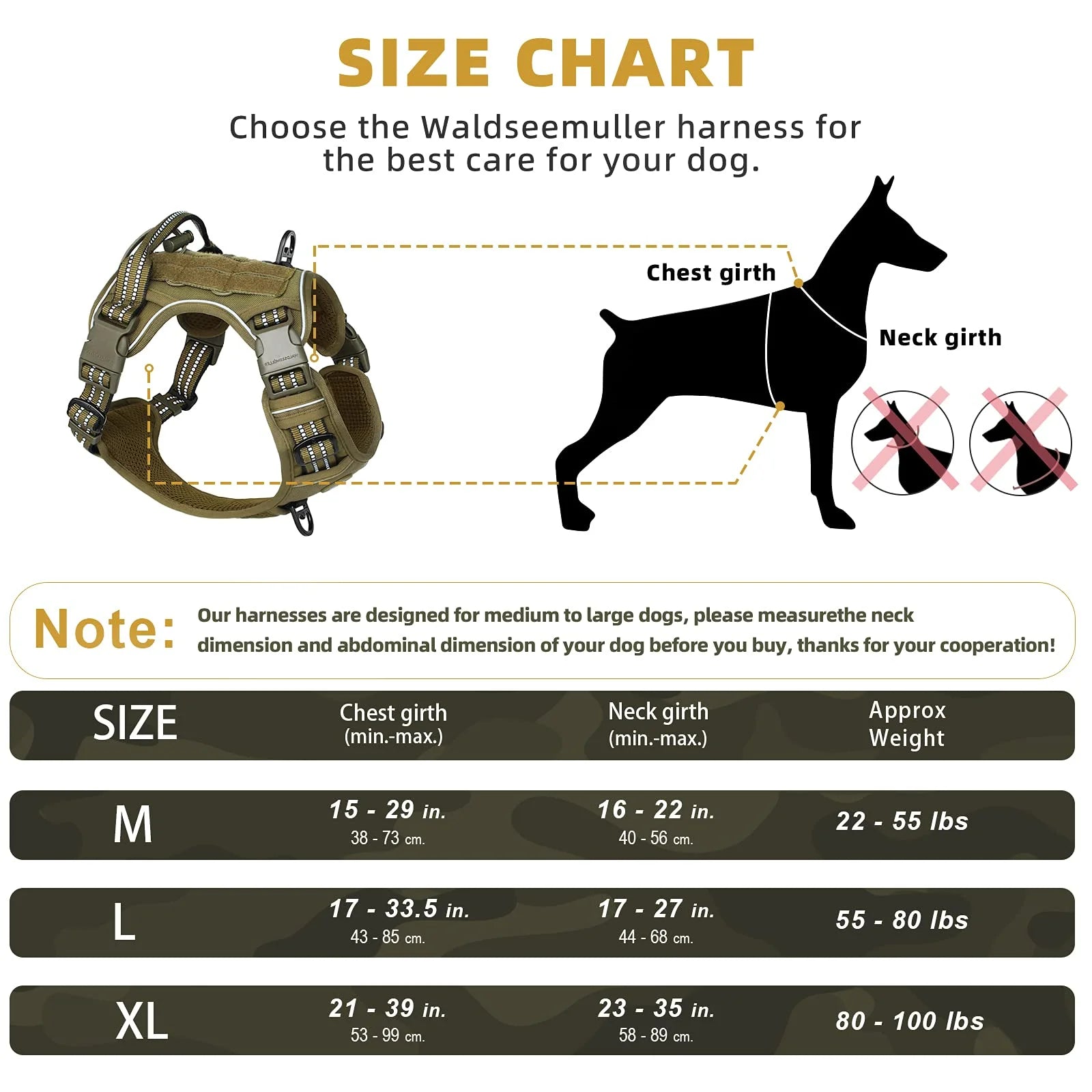 Harnais tactique militaire anti-traction pour chien moyen et grand