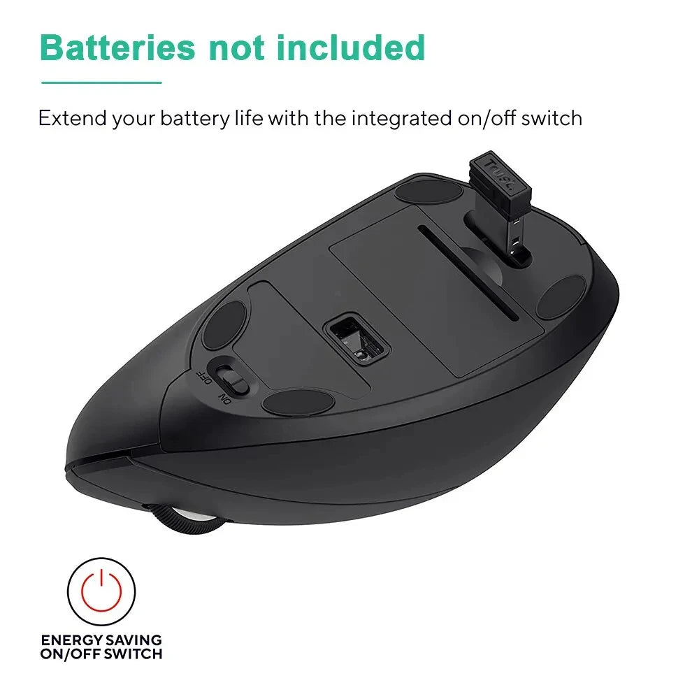 Souris Verticale Ergonomique Sans Fil – 2.4GHz, 6 Boutons, DPI Réglable