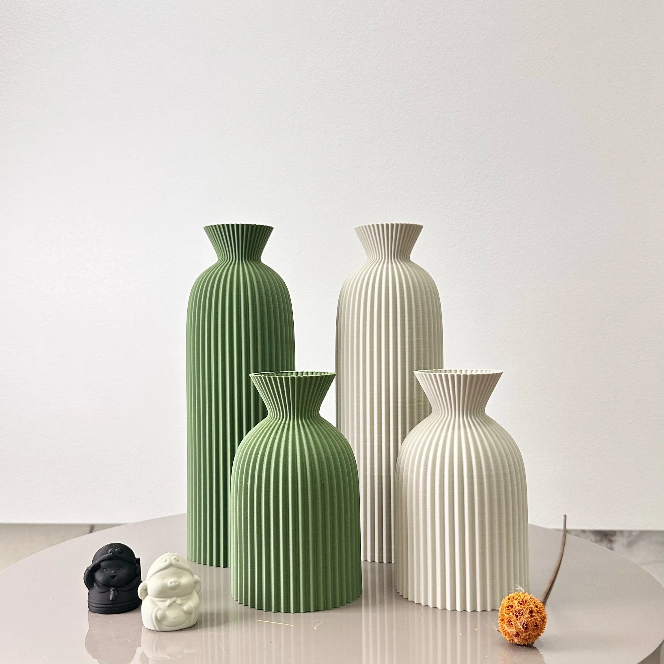 Vase Décoratif Ondulé – Lot de 2 – Design Moderne pour Fleurs Séchées