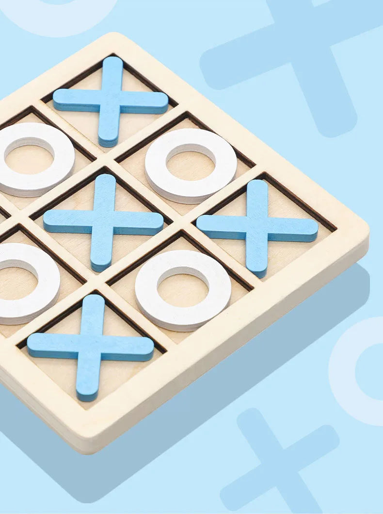 Puzzle d’Échecs Montessori XO – Formes Géométriques 3D – Jeu Éducatif en Bois (3+)