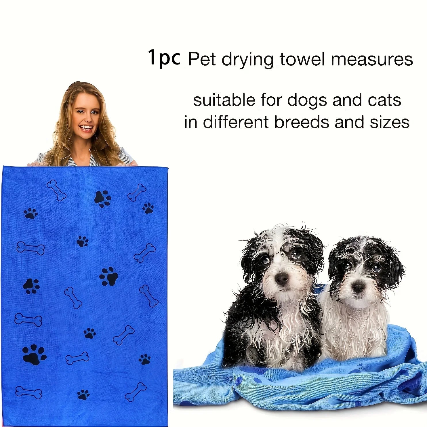 Serviette microfibre absorbante à séchage rapide pour chien