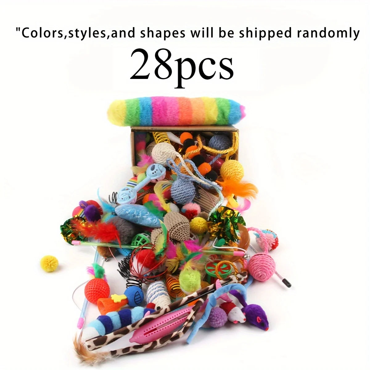 Lot de jouets pour chat — assortiment plastique et peluche
