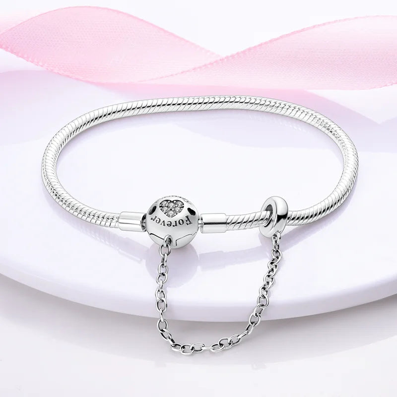 Bracelet en Argent 925 Original – Étoile, Lune & Trèfle Porte-Bonheur