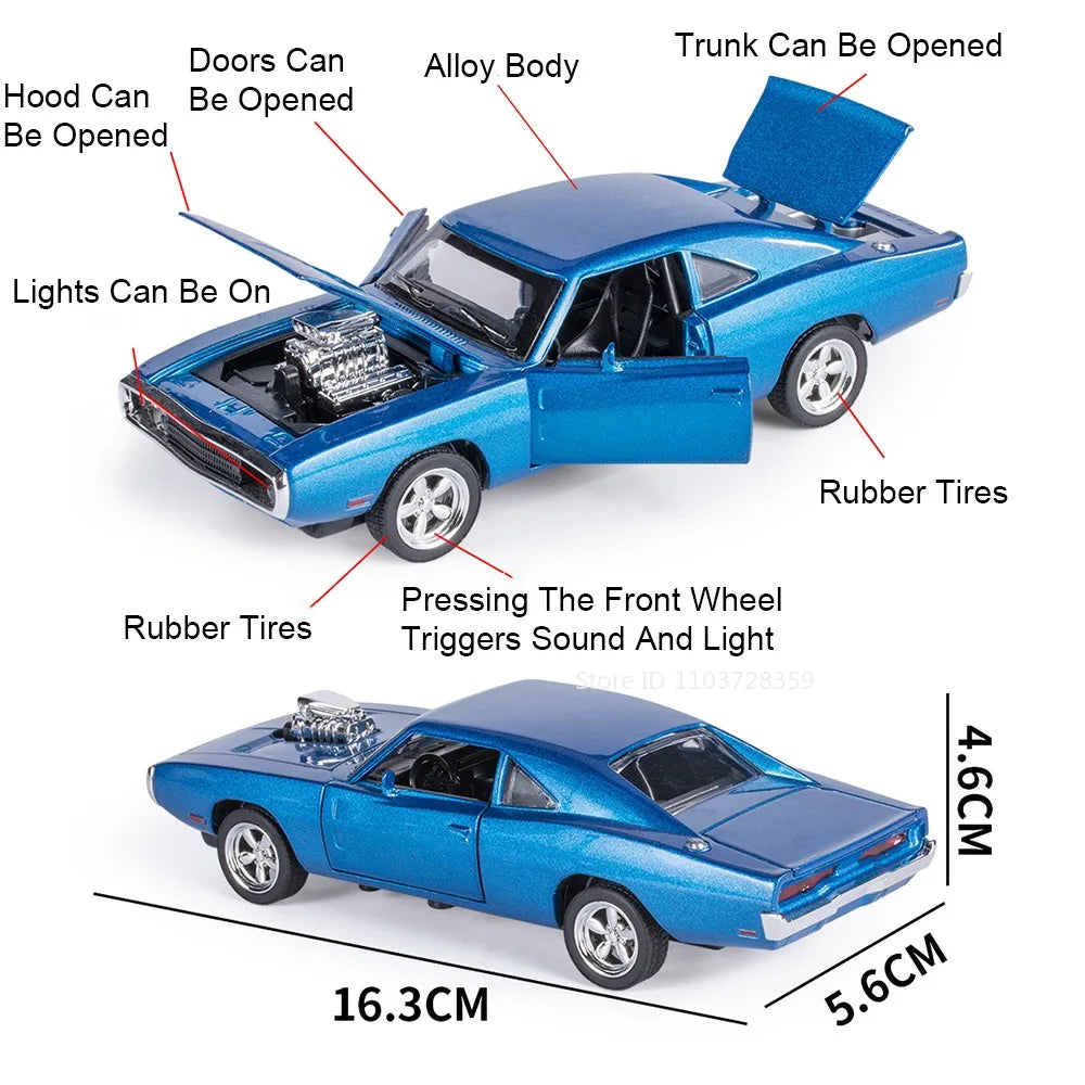 Eldorado Biarritz & Charger 1970 – Voitures Miniatures 1:32 en Alliage | Son & Lumière | Portes Ouvrantes