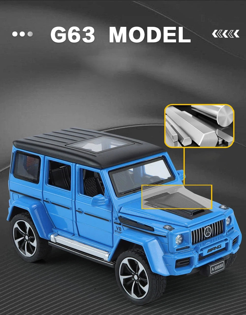 Mercedes-Benz G63 1:32 – Miniature Tout-Terrain Brabus Métal | Son & Lumière