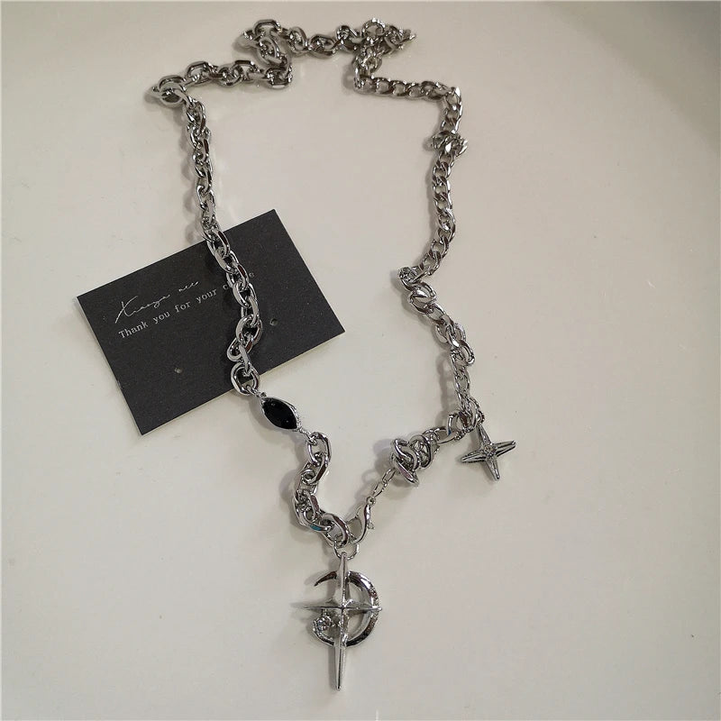 Collier Punk Rock – Cœur & Croix – Unisexe