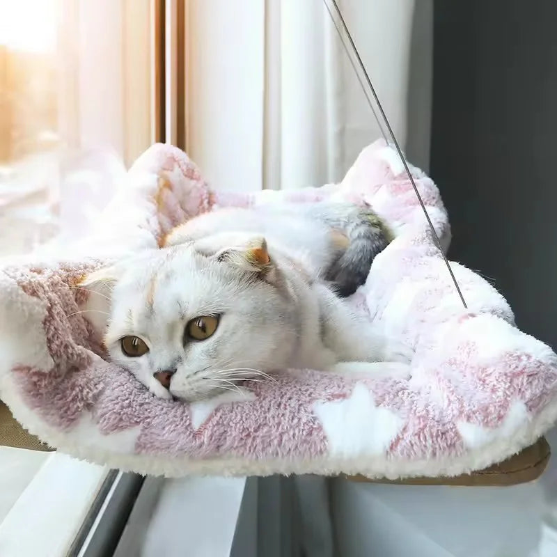 Hamac de fenêtre à ventouses pour chat — gain de place, 4 saisons