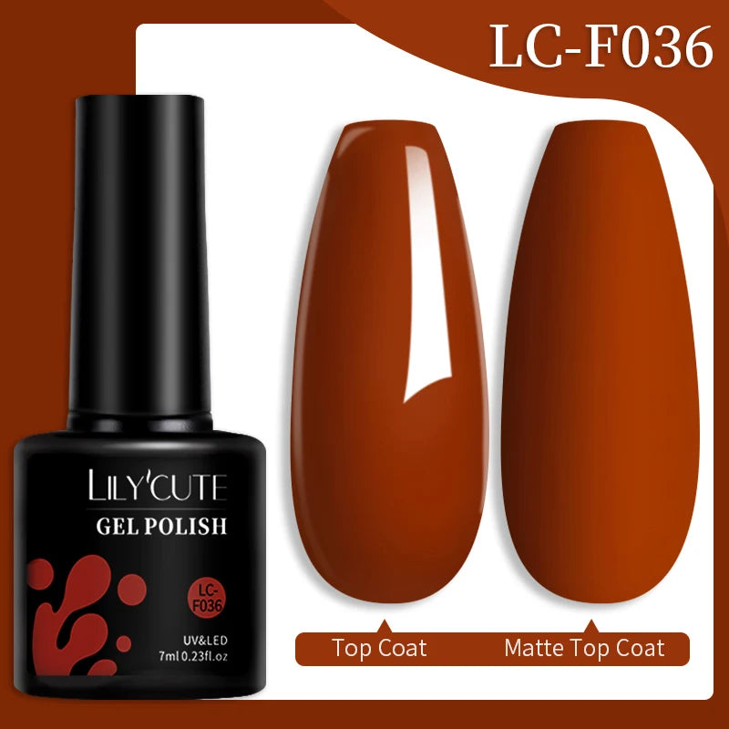 Vernis Gel LILYCUTE 7ml – Brun Foncé Collection Automne/Hiver – Brillance & Élégance Longue Tenue