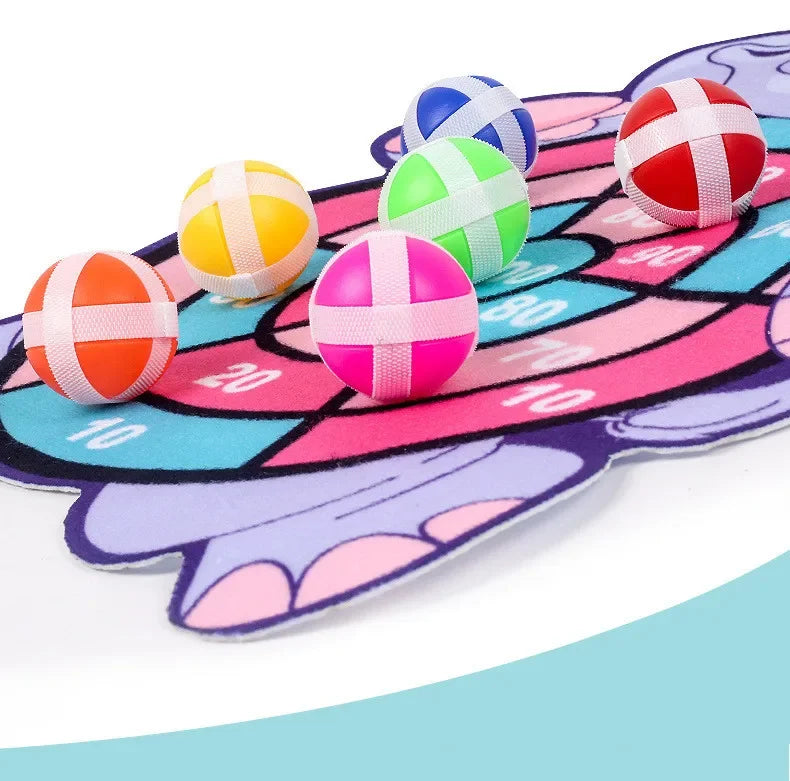 Jeu de Fléchettes Enfants – Cible Velcro 30 cm + 6 Balles – Montessori, Motricité & Fun (Éléphant / Crocodile / Lapin)