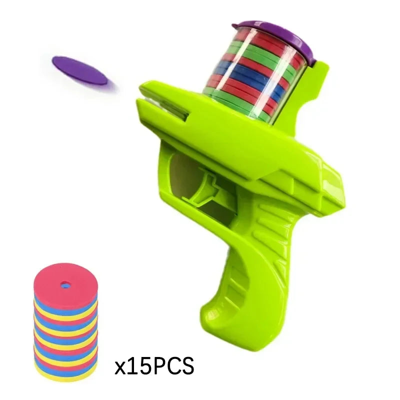 Pistolet à Disque Volant EVA – Double Joueur – Jeu Parent-Enfant – Sécurisé & Intérieur/Extérieur (3–6 ans)