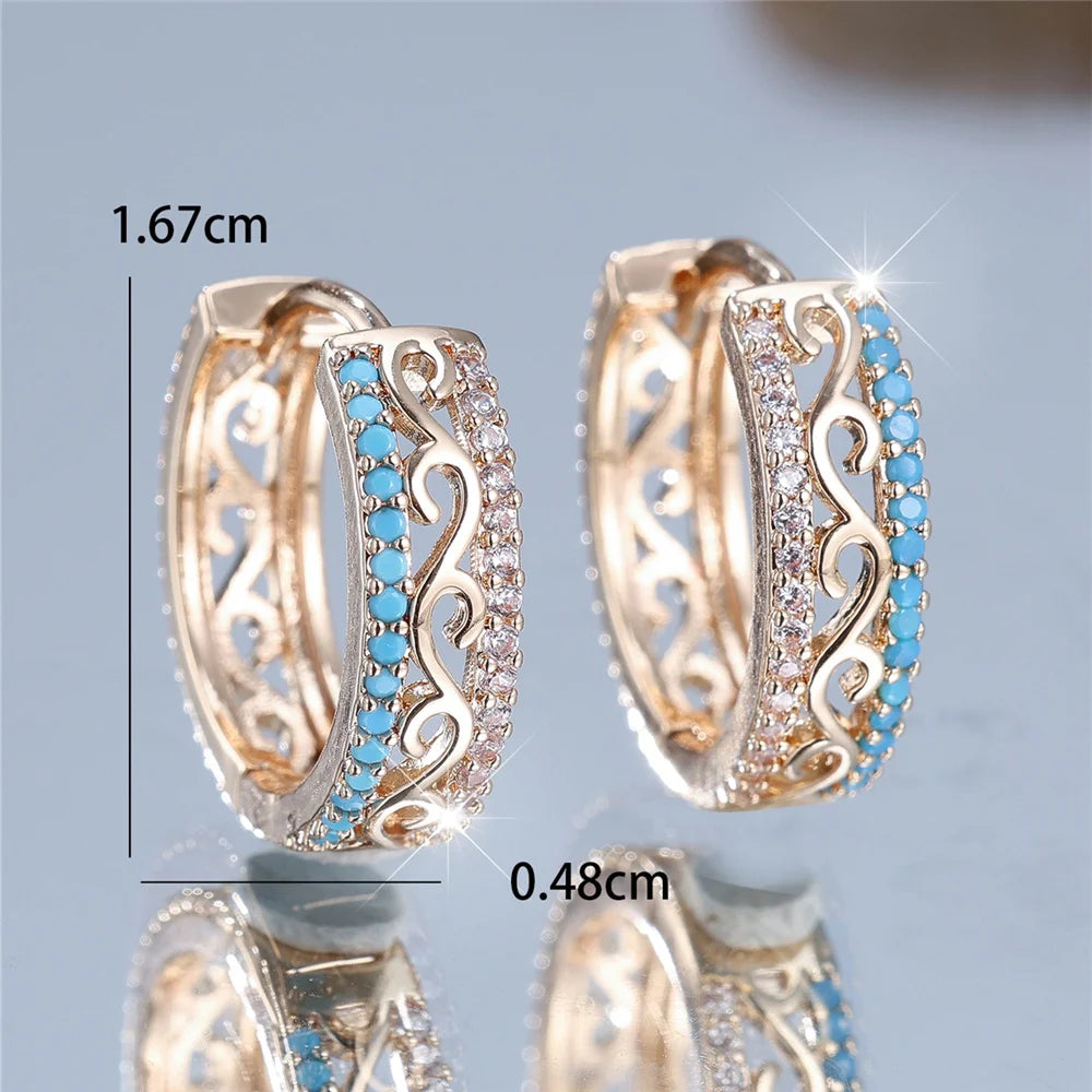 Boucles d’Oreilles Créoles Femme – Pierre Extron Vert & Blanc Doré